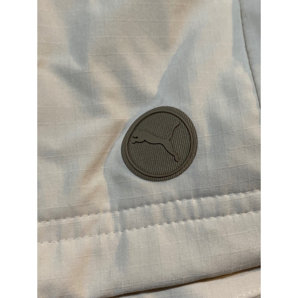 Puma Ripguard Anorak Golf Jacket Mens Windbreaker Tan Cream Colorblock Ripstop - Picture 9 of 10